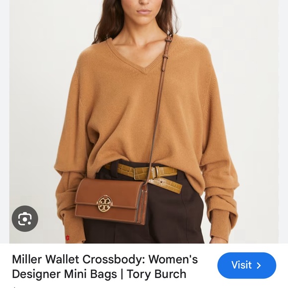 Like new - women’s Tory Burch miller leather crossbody walket - tigers eye - Picture 2 of 9